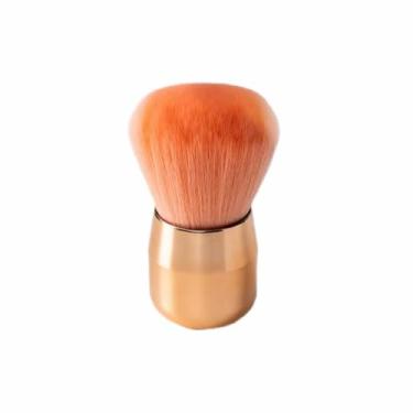 Imagem de Pincel de pó de cabeça de cogumelo com cerdas macias para blush pó solto e aplicação de contorno, design leve laranja