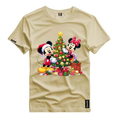 Imagem de Camiseta Mickey e Minnie Arvore de Natal Feliz Natal Camisa Algodão Pr