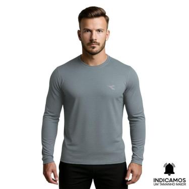 Imagem de Camisa Diadora Manga Longa Small Logo EXC Masculina - Grafite XGG-Masculino