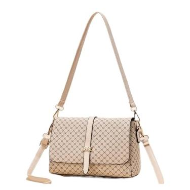 Imagem de ANZOAT Bolsa feminina fashion com design de luxo bolsa tiracolo de ombro bolsa feminina retrô de couro PU bolsas de compras, Branco, One Size