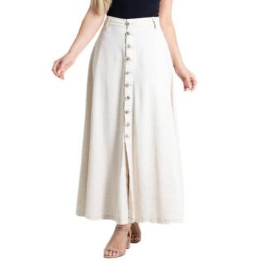 Imagem de Saia Linho Sawary Midi - 280334 42, Bege, 42