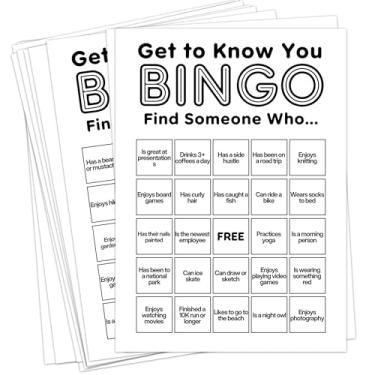 Imagem de Sahjzk Office Bingo Cards, 25 Unique Randomized 5x7 Sheets, Get to Know You Bingo Game for Adults, Ice Breaker Office Party Games, Team Building Games for Work, High Replay Value - B001