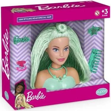 Imagem de Barbie Mini Busto STYLING Head Special Hair Verde Claro Pupee