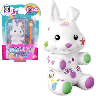 Imagem de Brinquedo Pet Love Pintura Bonecos De Colorir Conjunto Adesivos E Cane