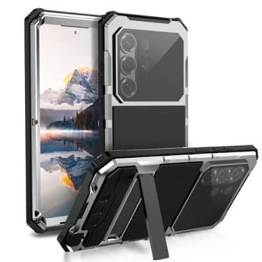 Imagem de Tiwikunx Compatível com Samsung Galaxy S26 Ultra com suporte, para capa de metal resistente e resistente, capa protetora de corpo inteiro para uso externo (prata)