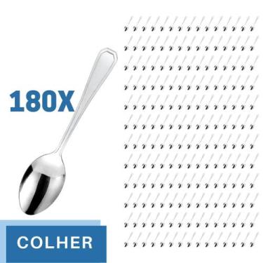 Imagem de Jogo Restaurante Colher Inox Reforçada 180 Pçs Casa / Bar - Em casa te