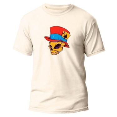 Imagem de  Camiseta Basica Algodão Premium Estampa Digital Crânio - Pavesi, Off 