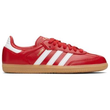 Imagem de adidas Originals Samba OG Tênis masculino, Vermelho escarlate branco, 10 Women/9 Men