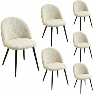 Imagem de Conjunto de 2 capas para cadeiras de sala de jantar, capas protetoras para cadeiras com encosto curvo e sem braços, ideais para cozinha, escritório e sala de estar.