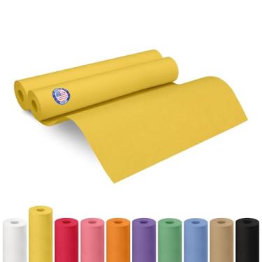Imagem de Rolo de papel kraft amarelo de 45,7 cm x 3048 cm, pacote com 2 - Papel artesanal de qualidade feito nos EUA para embrulho de presente, artes e artesanato infantil, projetos escolares - 100% reciclado