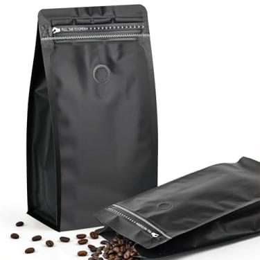 Imagem de 50 peças de sacos de café com válvula, sacos de alumínio para armazenamento de grãos de café preto, sacos resseláveis para pequenas empresas (227 g, 1/0.9 kg)