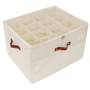 Imagem de Garvee Organizador de sapatos para armário, caixa de armazenamento de sapatos dobrável com divisórias ajustáveis, capa transparente e alças, cabe até 16 pares, caixa de armazenamento de tênis de