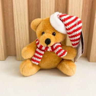 Imagem de enfeite decorativo natal pend urso com gorro cachecol de árvore 11/15CM (11CM marrom chapéu listrado,1 peça)