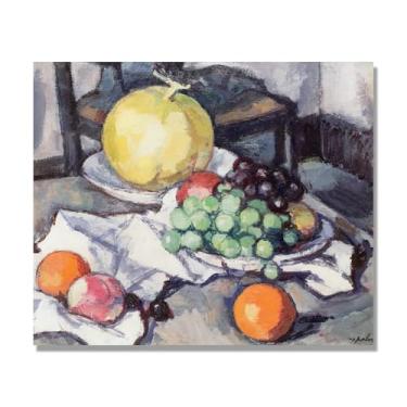Imagem de NHLDZYH Vintage Fruta Ainda Vida Tela Retro Frutas Motivo Estilo Country Decoração de Parede para Cozinha e Sala de Jantar. A47. 30 x 36 cm. Apenas Tela