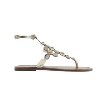 Imagem de Sandália Rasteira Couro Círculos Metais Lançamento Arezzo-Feminino