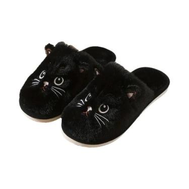 Imagem de Pantufas De Inverno Femininas Quentes De Pelúcia Com Solado De EVA Ant