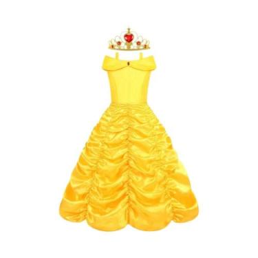 Imagem de Vestido De Princesa Amarelo Fantasia Da Bela Para Meninas Halloween a 