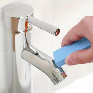 Imagem de 2 peças de borracha de limpeza para cozinha, borracha para pia de cozinha, bancada, utensílios de cozinha e torneira, casa de banho, manchas de água e ferrugem - azul + laranja