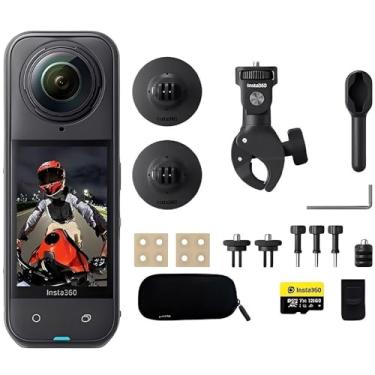 Imagem de Insta360 X5 Câmera de Ação 8K 360 Graus, Kit Cycling Bundle com Suporte para Guidão, Resistente à Água IP68, Estabilização FlowState Pro, Bateria 2400mAh, Preto