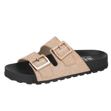 Imagem de Chinelo Feminino Slide Conforto Casual Moda Brilho Moleca-Feminino