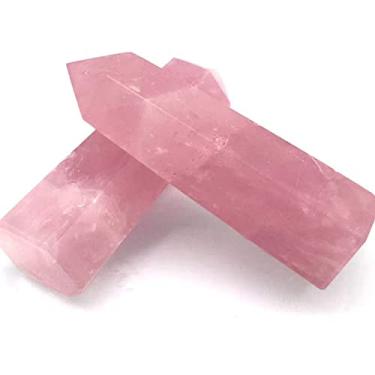 Imagem de 1 peça Varinha mágica de cristal rosa natural rocha decoração de escritório doméstico varinha de quartzo rosa pedra Feng Shui estatueta doméstica (cor: rosa 1 peça, tamanho: 6 - 7 cm)