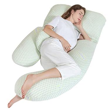 Imagem de Travesseiro de gravidez, travesseiros de maternidade destacáveis, travesseiro de corpo inteiro de 185 cm para gravidez em forma de U, travesseiro multifuncional para mulheres grávidas