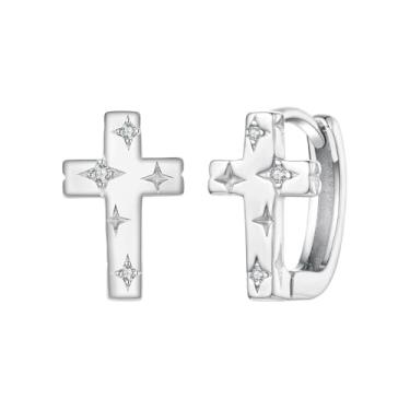 Imagem de GemKing Brincos de cruz Starlight BSE1250, Prata esterlina, Sem Pedra Preciosa