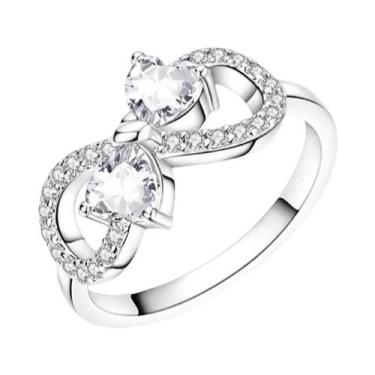 Imagem de Anel Feminino De Prata Esterlina 925 Com Caveira, Laço, Coroa, Coração