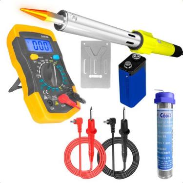 Imagem de Ferro De Solda 100W Profissional 220V Estanho 22g Multímetro - Startoo