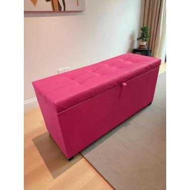 Imagem de PUFF BAÚ 1 METRO ESTOFADO EM MDF COM DOBRADIÇAS COM PISTÃO (Rosa Pink Corino)