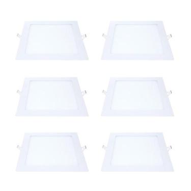 Imagem de Kit 6 Painel Led Embutir Quadrado Luz Quente 3000K 18W 22Cm - Avant
