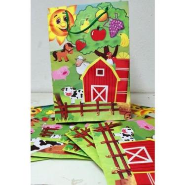 Imagem de 10 Sacolas Tematicas Lembrancinha Festa Fazendinha - Sacola Papelão