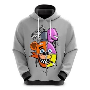 Imagem de Blusa Moletom Sublimação Blusão Full Print com Capuz Jogos Filmes Fnaf Novidade-Unissex