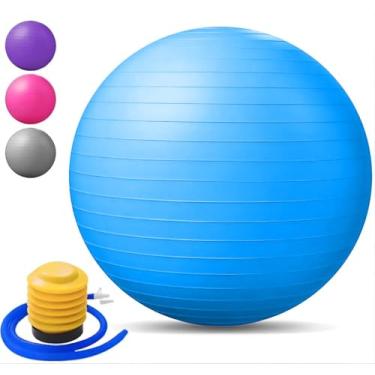 Imagem de Bola Ioga Pilates Suiça Gyn Boll Fitness 65cm Anti-Estouro Com Bomba de Encher (AZUL)