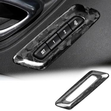 Imagem de FINMOKAL Capa de acabamento de moldura de botão de memória para assento de porta interior de carro de fibra de carbono forjada compatível com Chevrolet Camaro 2016-2023