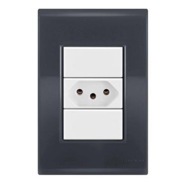 Imagem de Conjunto 1 Tomada 20A - Tramontina Liz Grafite / Branco