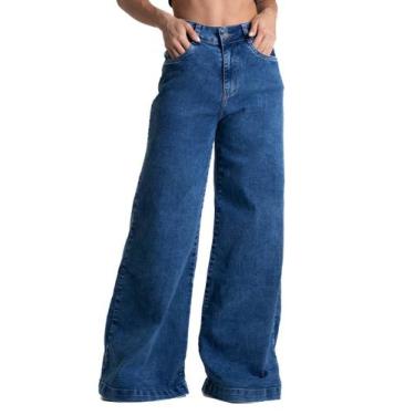 Imagem de Calça Jeans Sawary Super Wide Leg - 281960 - Azul medio 38, Azul, 38