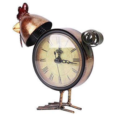 Imagem de Relógio de galinha estilo retrô europeu, lindo relógio de mesa de ferro para decoração de casa, com acabamento fino, para sala de estar, quarto, escritório, hotel