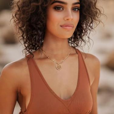 Imagem de Colar feminino com pingente Love Heart Mama banhado a ouro de aço inoxidável, pingentes de strass, corrente ajustável, joia delicada, 45,7 cm