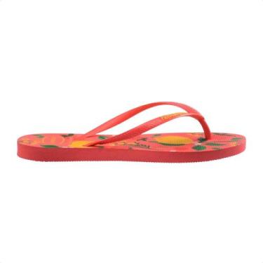 Imagem de Chinelo Feminino Dedo Havaianas Slim Summer Bliss Coral Tropical, Cora