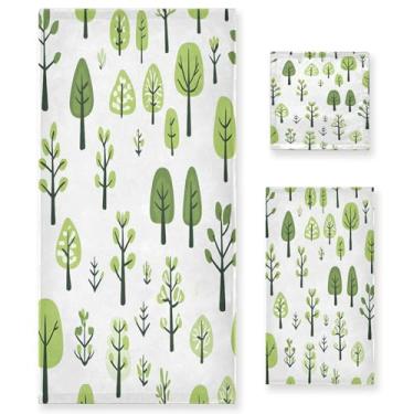 Imagem de xigua Conjunto de toalhas de banheiro Green Trees toalha de banho macia absorvente de 3 peças toalha de mão toalhas decorativas para banheiro, academia, hotel, praia, piscina