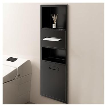 Imagem de Organizador de nicho de chuveiro de aço inoxidável - Prateleira de armazenamento embutida para banheiro, cozinha e sala de estar - Rack de alcova preto (86 x 30 x 14 cm) - Solução durável e elegante