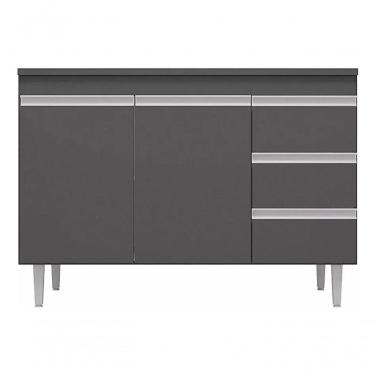 Imagem de Balcão Gabinete De Pia Sem Tampo 100cm 2 Portas 3 Gavetas Andréia - Ajl Móveis Cor Cinza