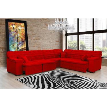 Imagem de Sofá Magno 3.97x2.57m De Canto, Retrátil E Reclinável - Vermelho