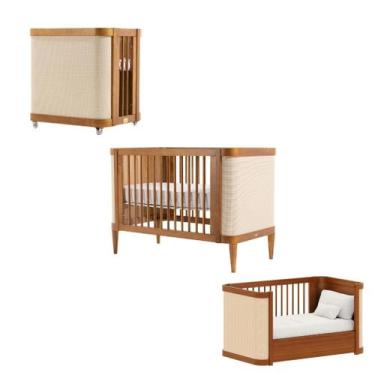 Imagem de Berço Evolutivo 3 em 1 com Colchão em Madeira Maciça  Paglia Nogueira 