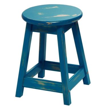 Imagem de Banqueta Madeira Tramontina Baixa Modelo Rústico Azul Tramontina