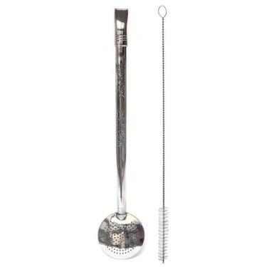 Imagem de Bomba Para Chimarrão Aço Inox 304 Trabalhada Com Escovinha - Bortonagg