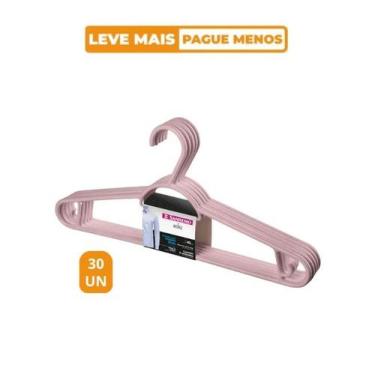 Imagem de Cabide Plástico Adulto Pendura Mais Rosa 40cm Easy Sanremo 30 Unidades