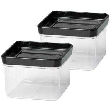 Imagem de Kit 2 Pote Hermético Lumini Quadrado Black 225ml - Paramount Plasticos