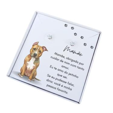 Imagem de Brinco ponto de luz de aço + Caixa presente Mãe de Pit Bull